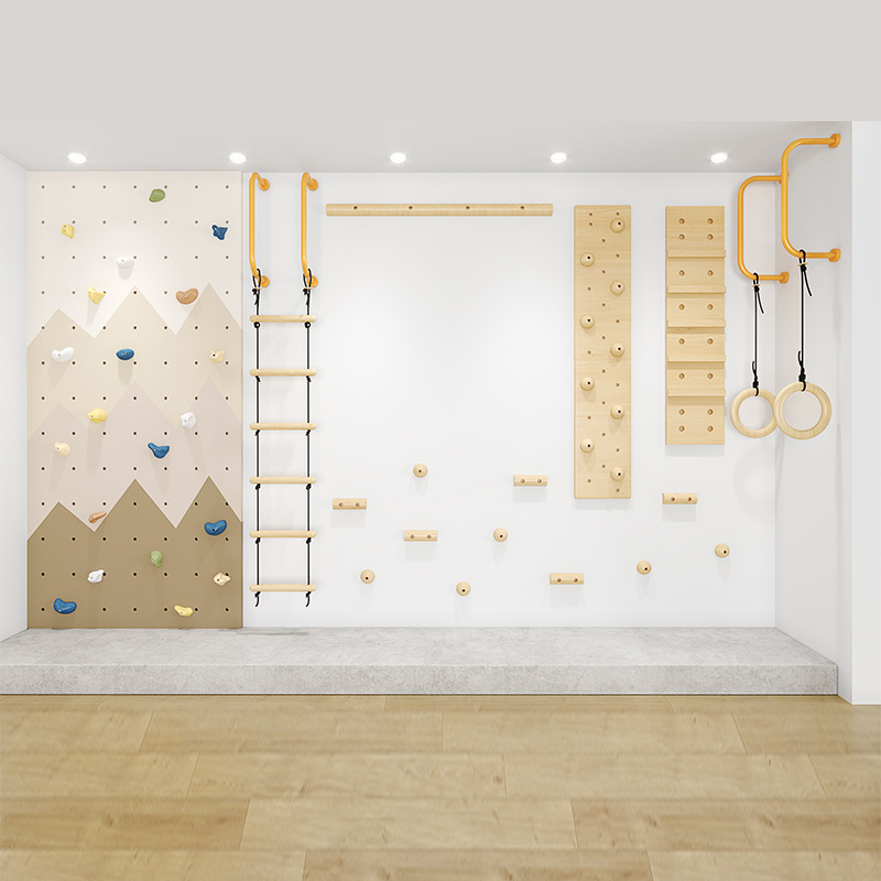 Gymnastic Ring Wood - Kinder Indoor Holz-Kletterwand-Set Montessori Sensorik-Trainingswand mit