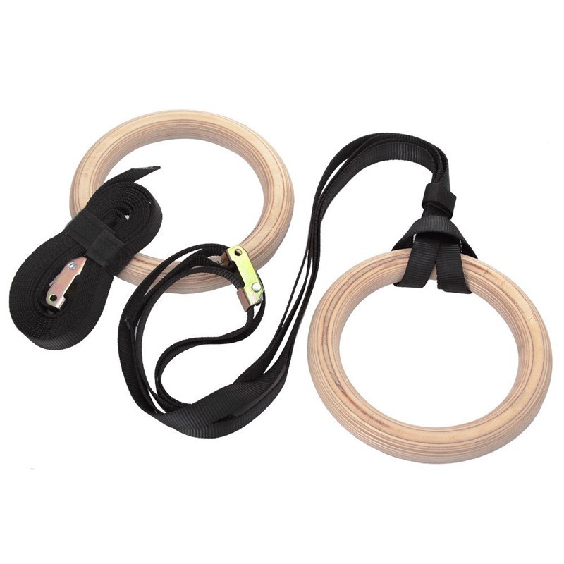 Gymnastic Ring Wood - Fitness-Gymnastikringe mit verstellbaren langen Schnallen, Fitness-Übungen