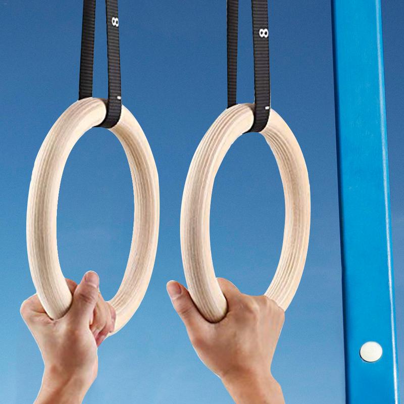 Gymnastic Ring Wood - 1-teilige Gymnastikringe aus Birkenholz zum Hochziehen,