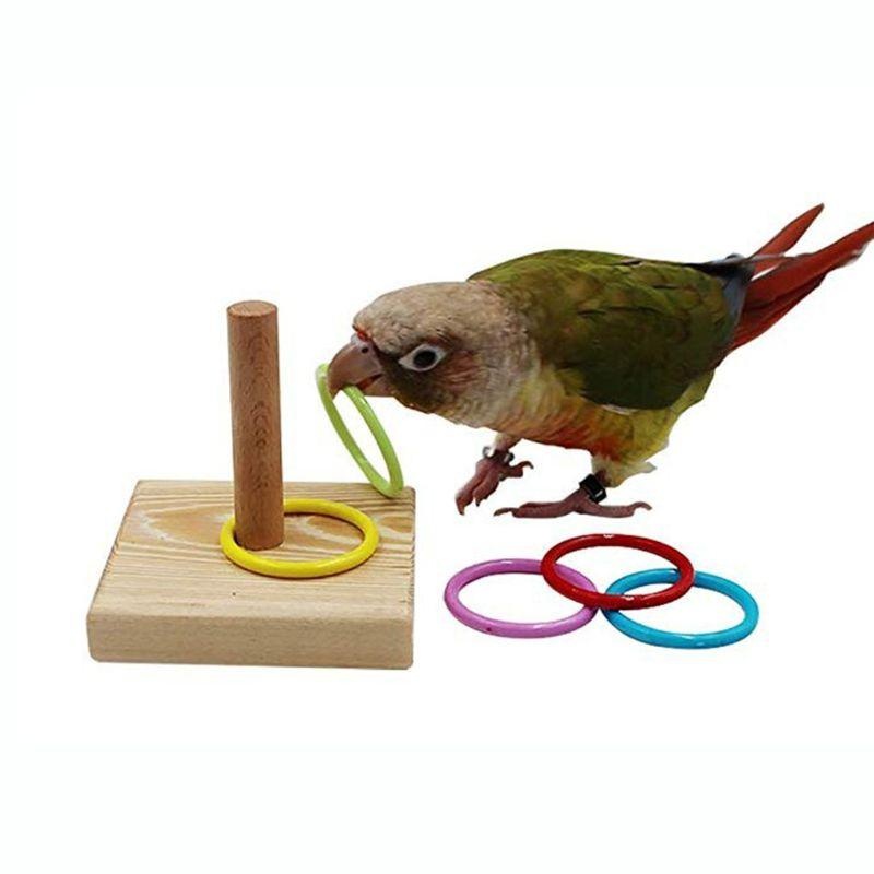 Gymnastic Ring Wood - Vogel-Trainingsring-Spielzeug, Papagei, Lernspielzeug, Training, interaktives Vogelzubehör,